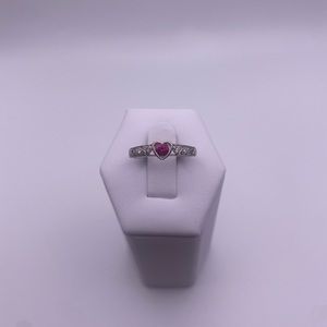 10k white gold synthetic Ruby ring with diamonds